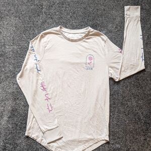 Graphic Long Sleeve Shirt with Pink and Blue Accents